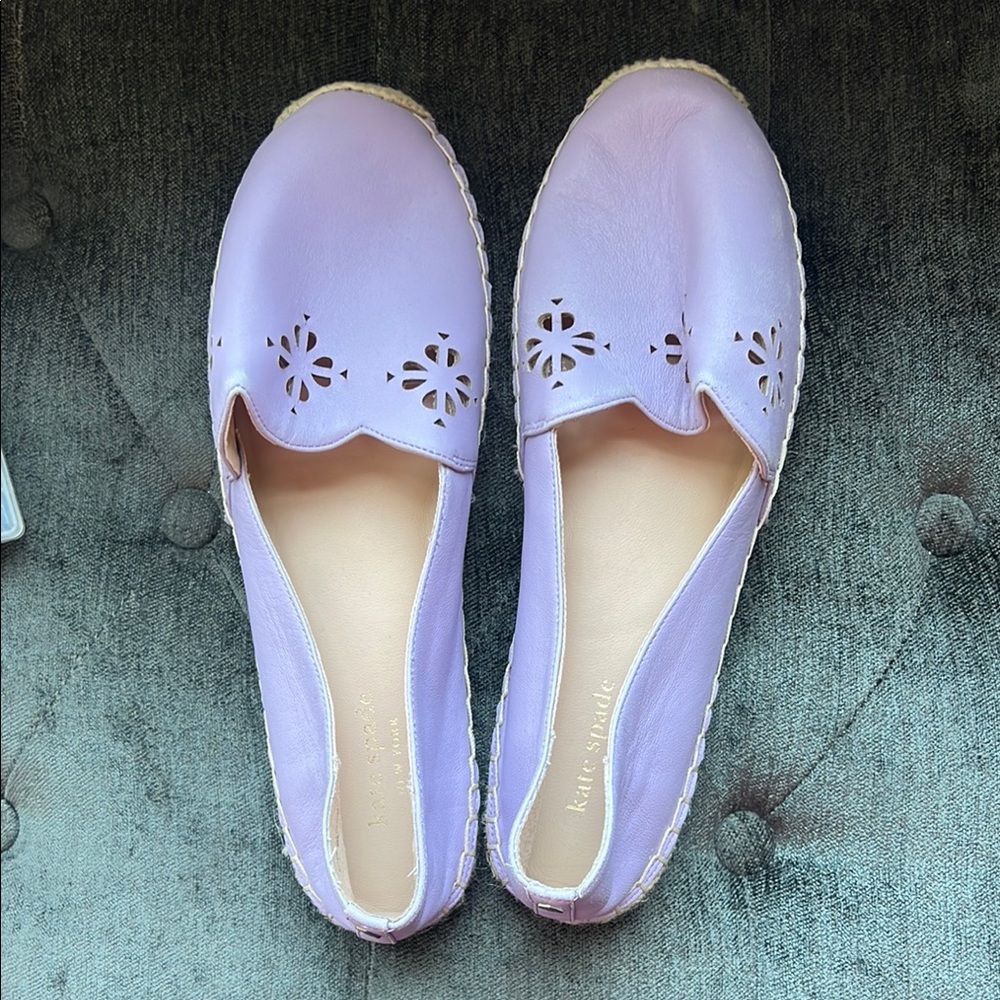 Kate Spade Gillian Leather Lavender Espadrille Flats